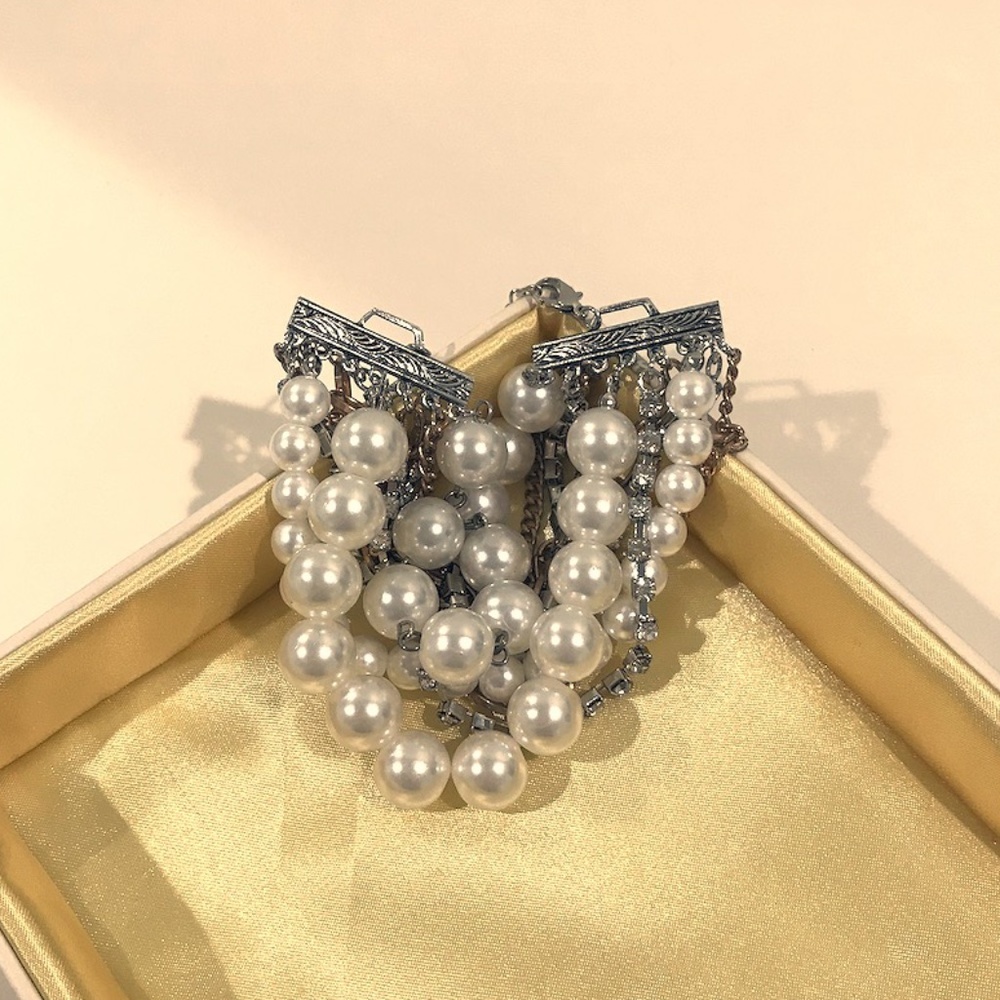 Statement Jewelry Faux Pearl Multi Bracelet NWOT